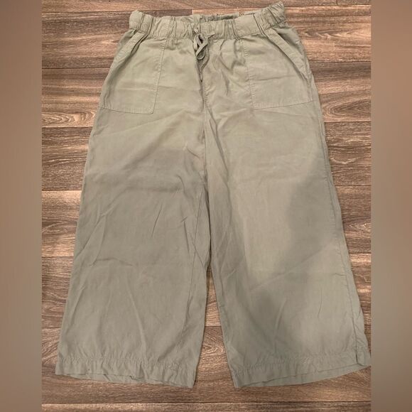 Thread & Supply Paperbag Waist Wide Leg Crop Pants Size XXL Olive Green - Picture 1 of 5